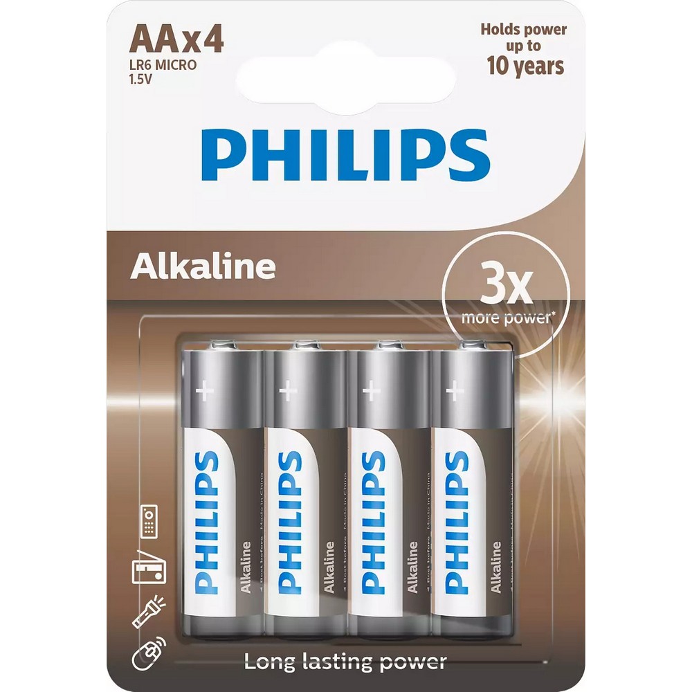 PILA PHILIPS BRONZE ALKALINE LR06A4B/10 AA 1 BLIS