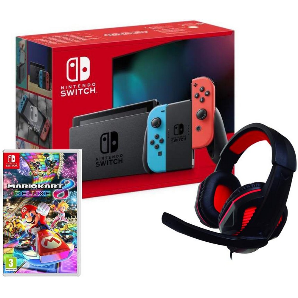 CONSOLA NINTENDO SWITCH AZ/RJ+MARIOKART8+AURICULAR