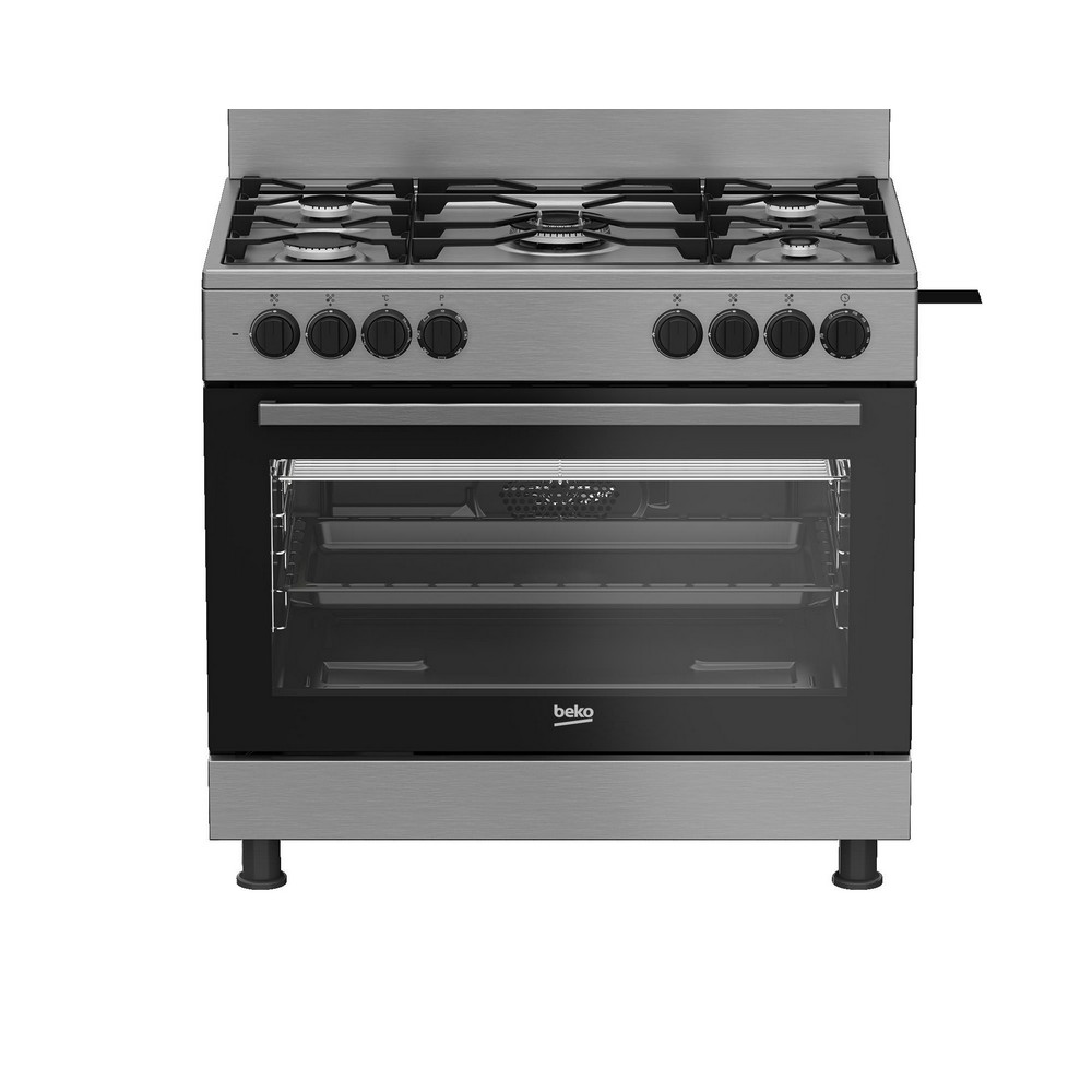 COCINA DE GAS 5 FUEGOS CON HORNO ELECTRICO BEKO GM15120DX