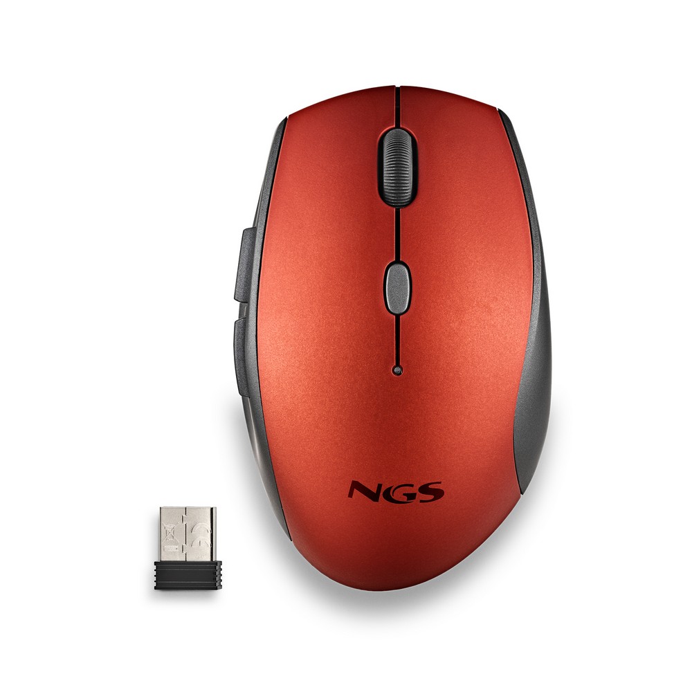 RATON NGS WIRELESS BEE RED ERGONOMICO SILENCIOSO