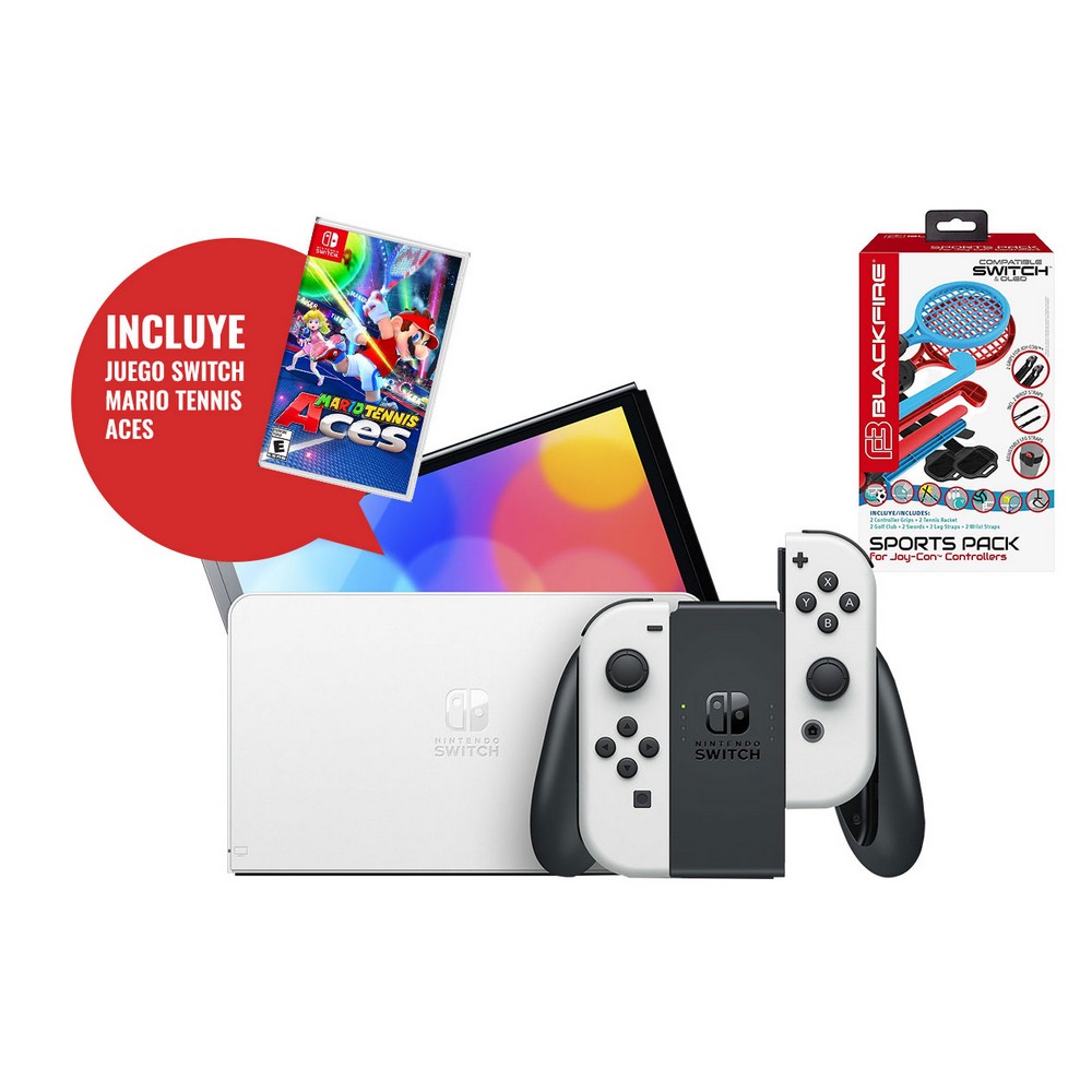 CONSOLA NINTENDO SWITCH OLED BL+ MARIO TENNIS+KIT