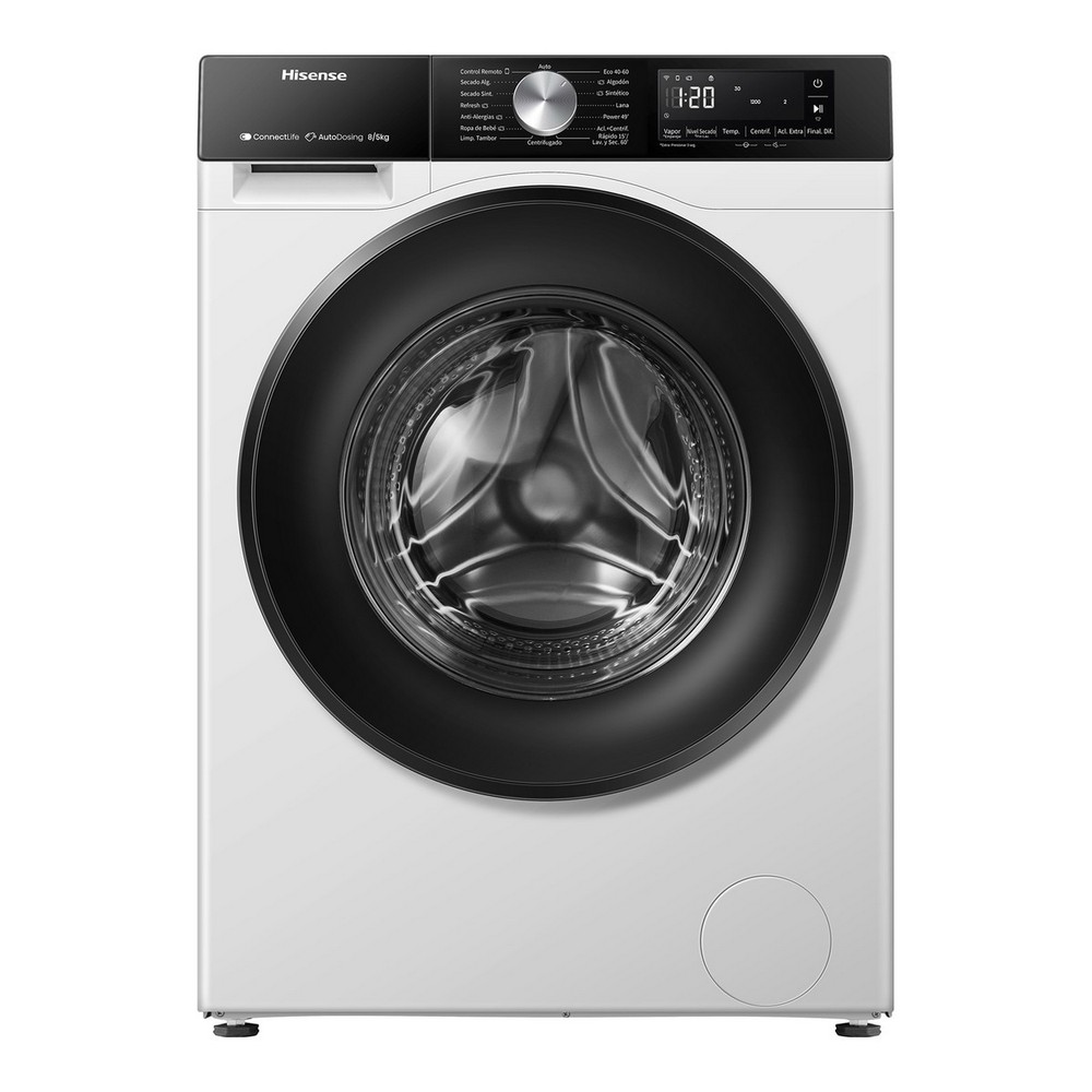 LAVADORA SECADORA BLANCA 8 kg LAVADO y 5 kg SECADO 1400 rpm HISENSE WD3S8043BW3