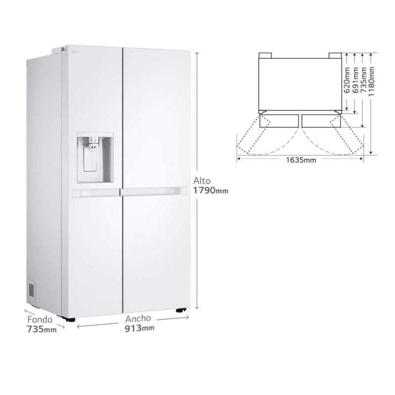 FRIGORIFICO SIDE BY SIDE NO FROST BLANCO LG GSLC40SWPE 2