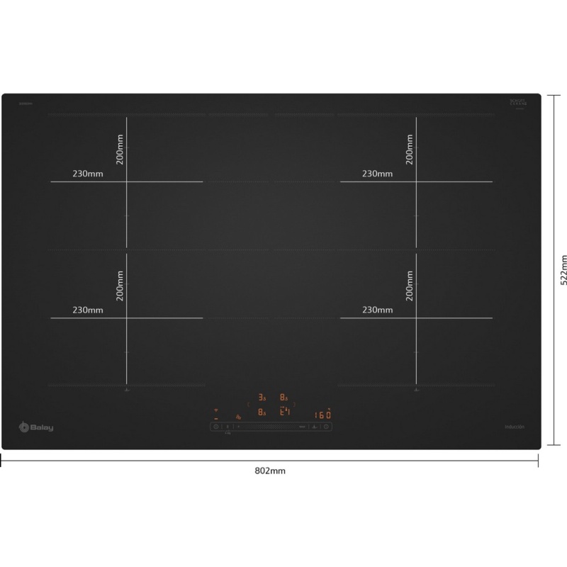 PLACA FLEX INDUCCION 80 cm COLOR NEGRO MATE BALAY 3EB980MH 2