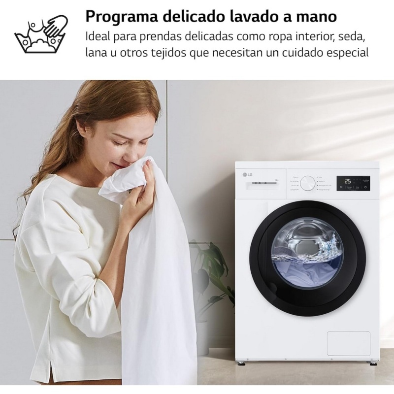 LAVADORA CARGA FRONTAL BLANCA 8 kg y 1400 rpm con fondo reducido 47 cm LG F4A10S8NWK 1