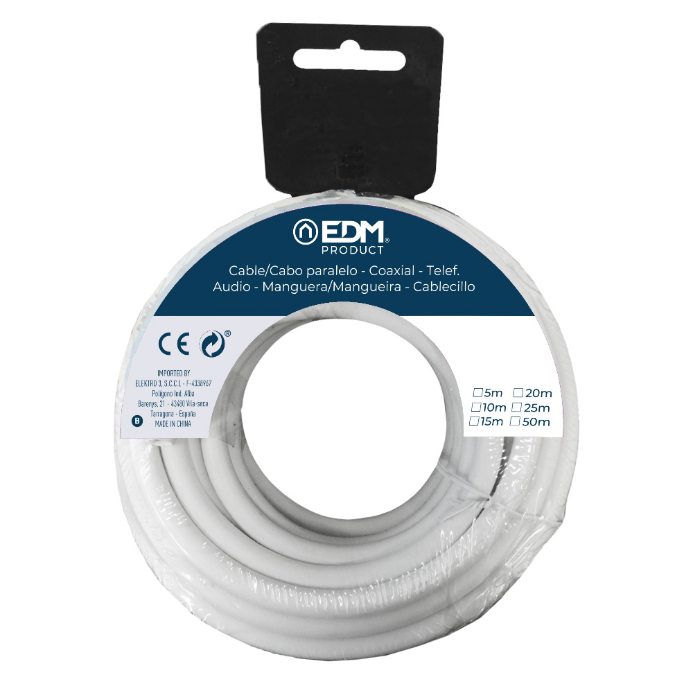 CARRETE CABLE PARALELO 2x0,75mm BLANCO 50m (AUDIO) - Ítem