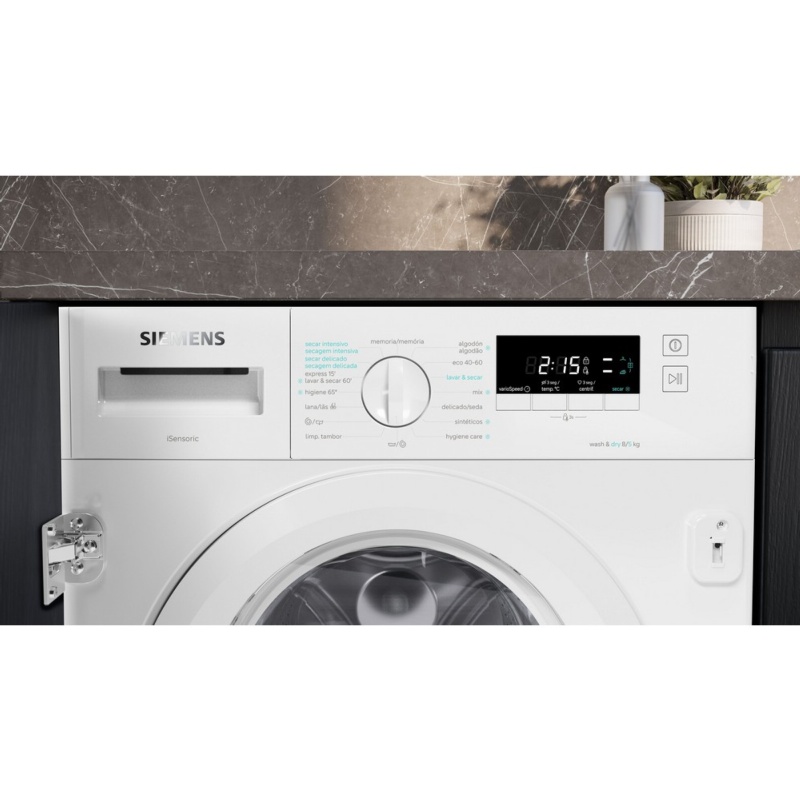 LAVADORA SECADORA INTEGRABLE 8 kg de lavado y 5 kg de secado 1400 rpm SIEMENS WK14D260ES 1