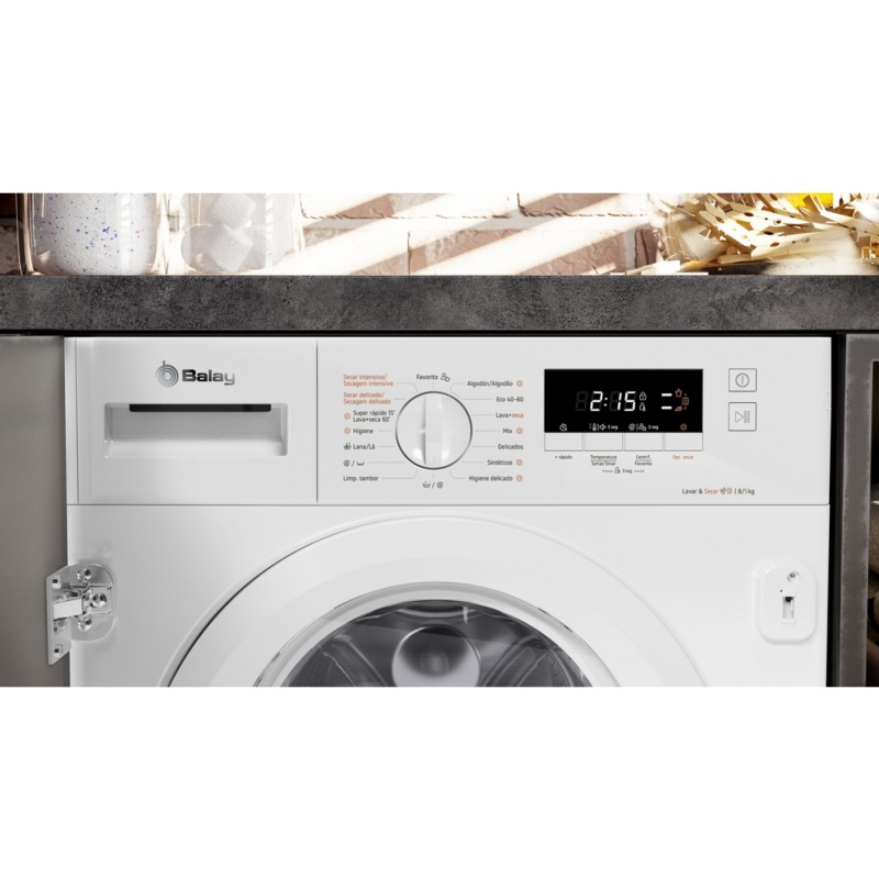 LAVADORA SECADORA INTEGRABLE 8 kg de lavado y 5 kg de secado 1400 rpm BALAY 3TW885B 1