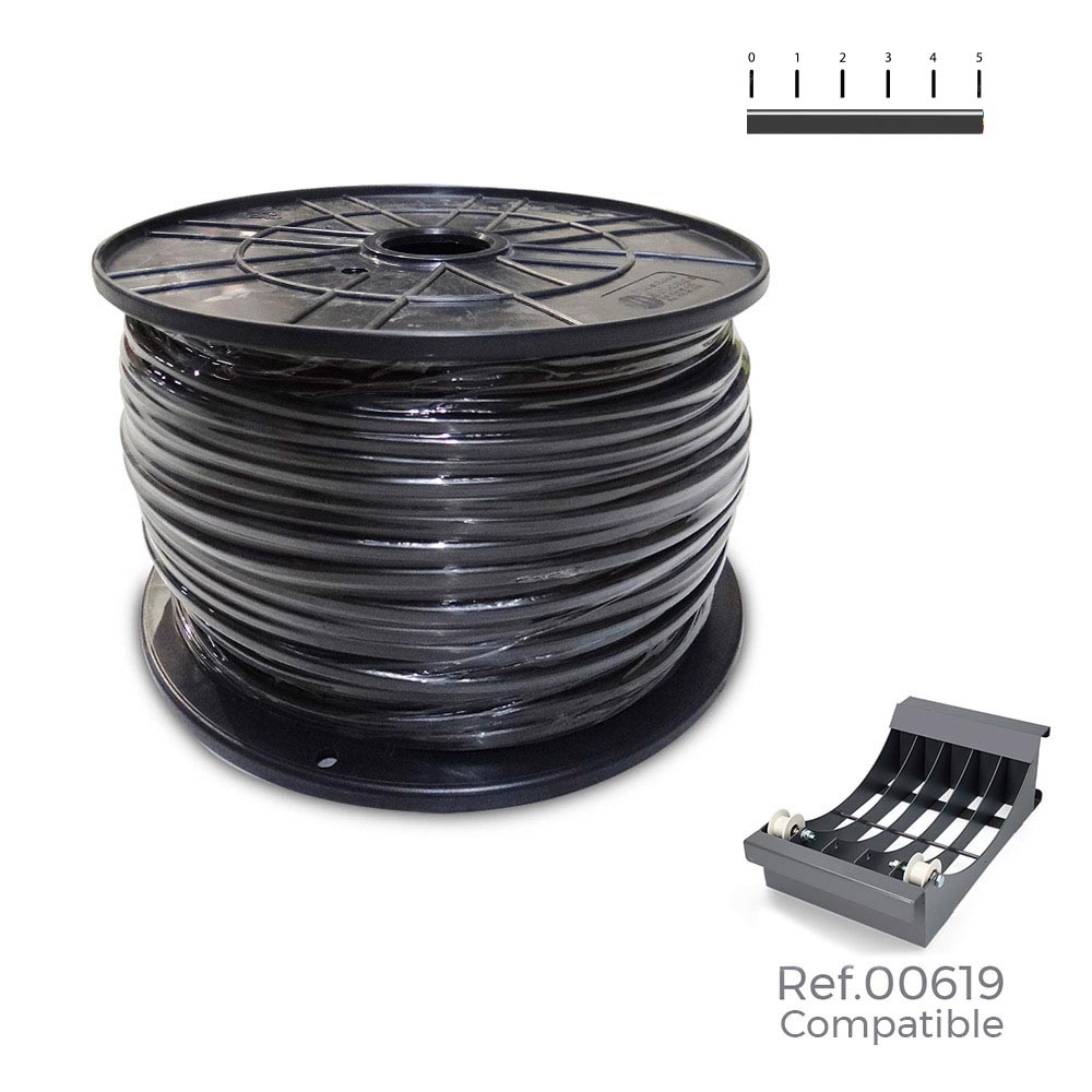 CARRETE CABLE MANGUERA PLANA NEGRA 2x1mm 500m (AUDIO) (BOBINA GRANDE Ø400x200mm)