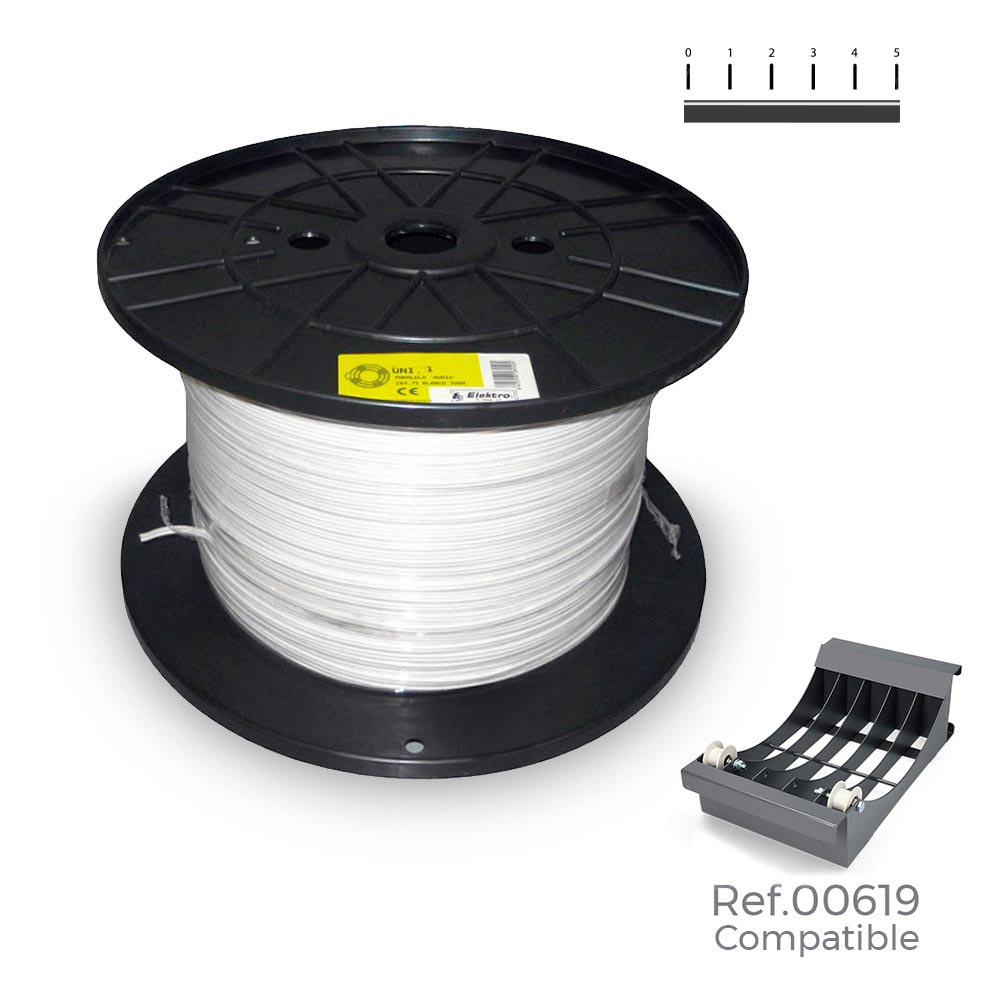 CARRETE CABLE MANGUERA PLANA BLANCA 2x1mm 500m (AUDIO) (BOBINA GRANDE Ø400x200mm)