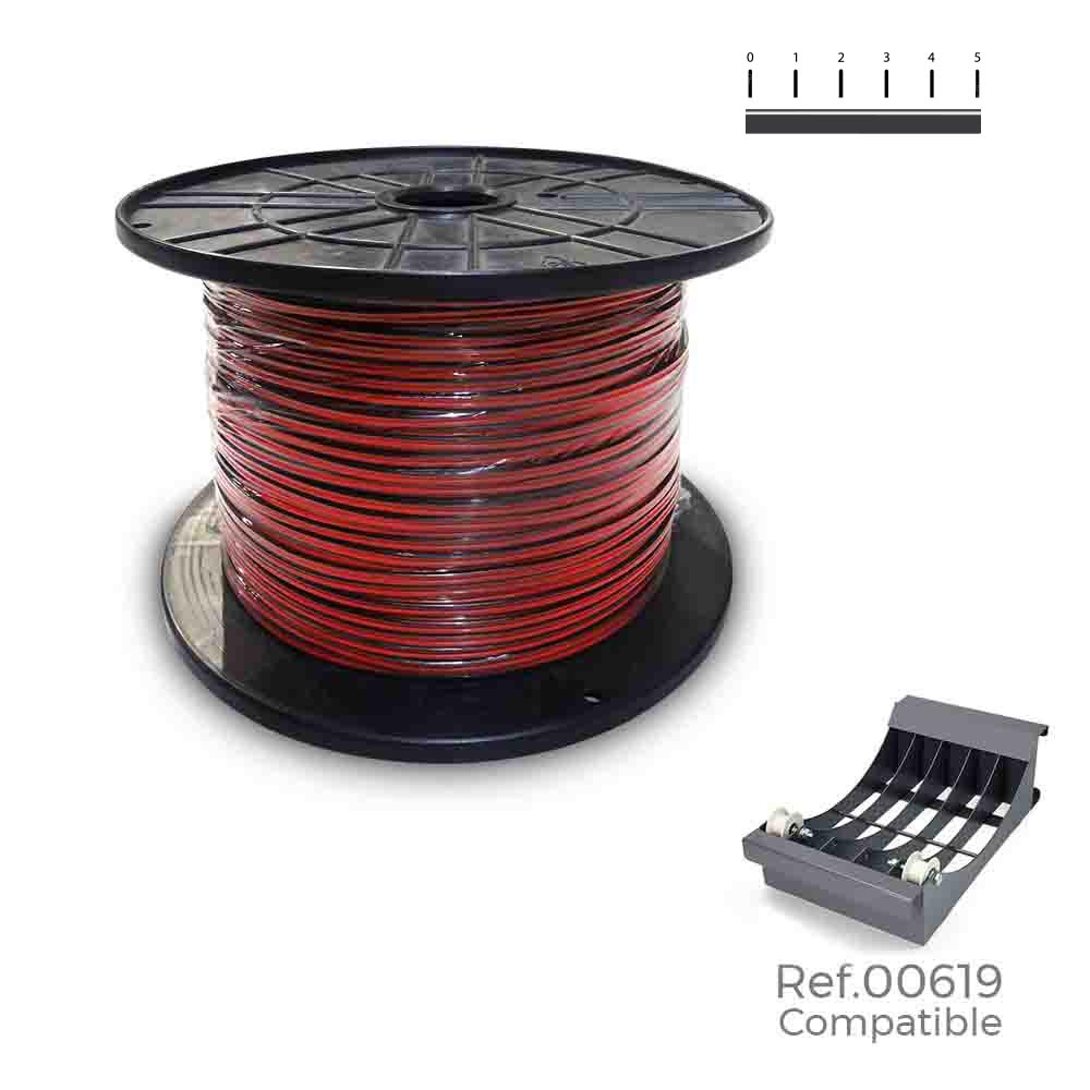 CARRETE CABLE PARALELO (AUDIO) 2x1,5mm ROJO/NEGRO 500m (BOBINA GRANDE Ø400x200mm)