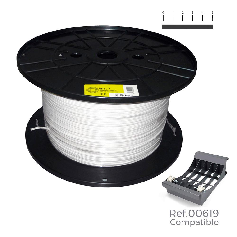 CARRETE CABLE MANGUERA PLANA BLANCA 3x1,5mm 250m (AUDIO) (BOBINA GRANDE Ø400x200mm)