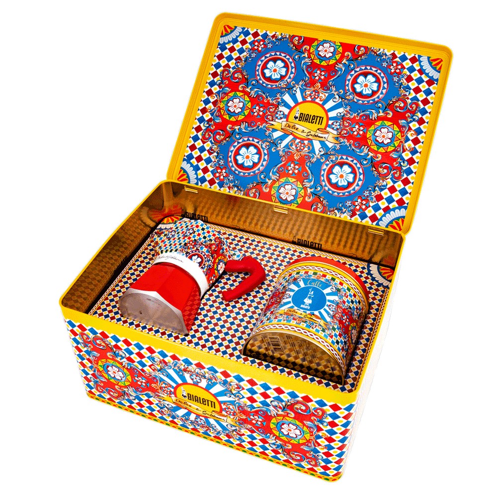 CAFETERA ITALIANA BIALETTI SET REGALO D.& G. 3 tazas ROJA