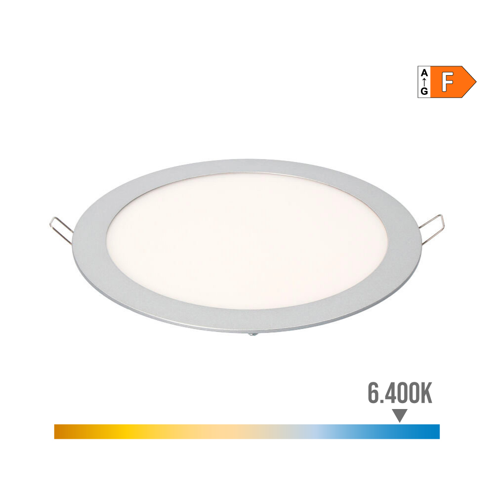 DOWNLIGHT LED EMPOTRABLE REDONDO 20W LUZ FRIA 6400K 1500lm CROMADO Ø22,5cm EDM