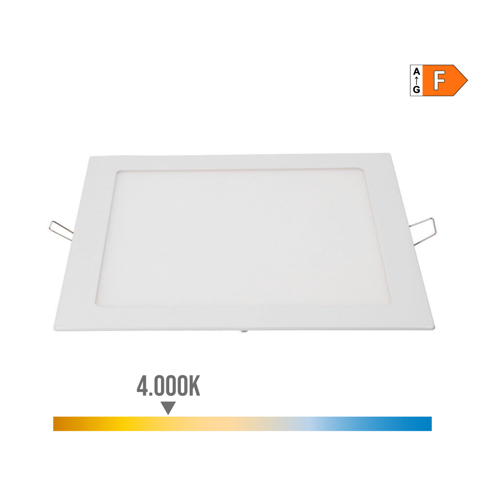 DOWNLIGHT LED EMPOTRABLE CUADRADO 20W LUZ DIA 4000K 1500lm COLOR BLANCO 22x22cm EDM