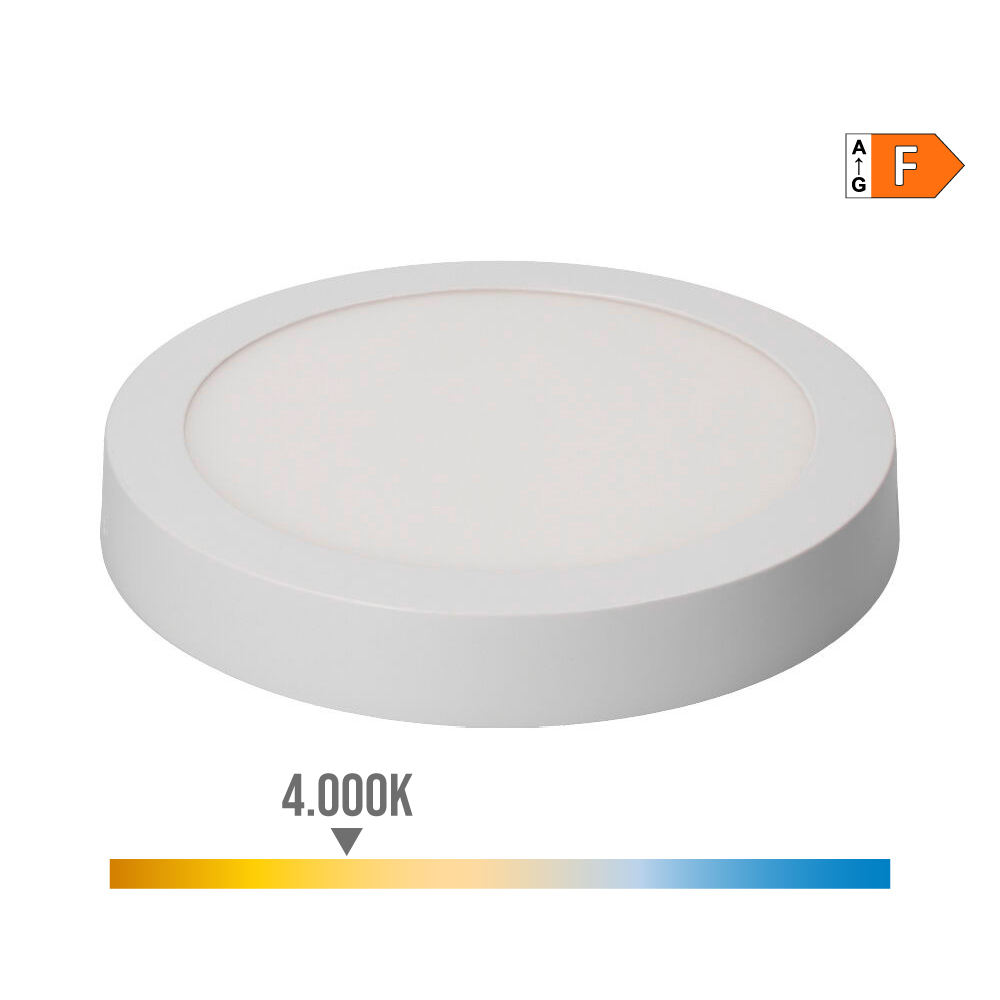 DOWNLIGHT LED SUPERFICIE REDONDO 20W 1500lm 4000K LUZ DIA Ø22,5x4cm BLANCO Ø22,5x4cm EDM