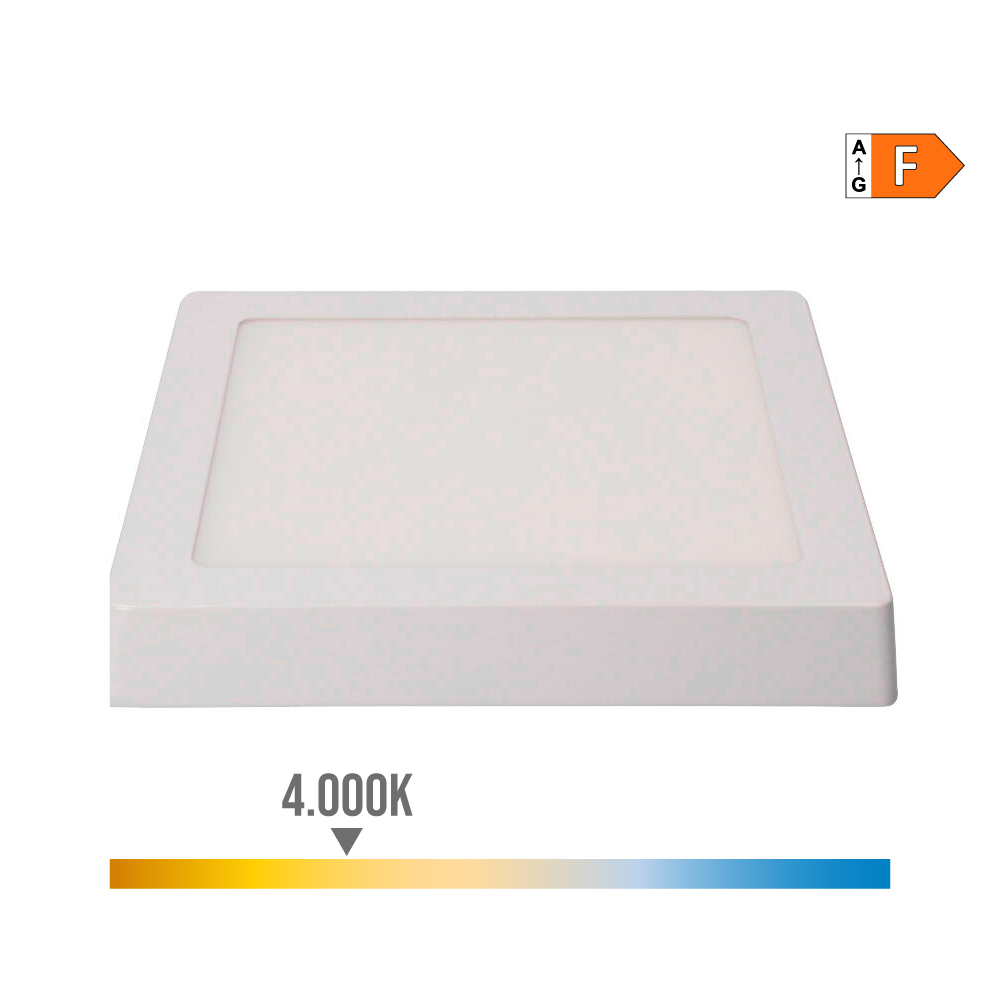 DOWNLIGHT LED SUPERFICIE CUADRADO 20W 1500lm 4000K LUZ DIA BLANCO 22,5x22,5x4cm EDM