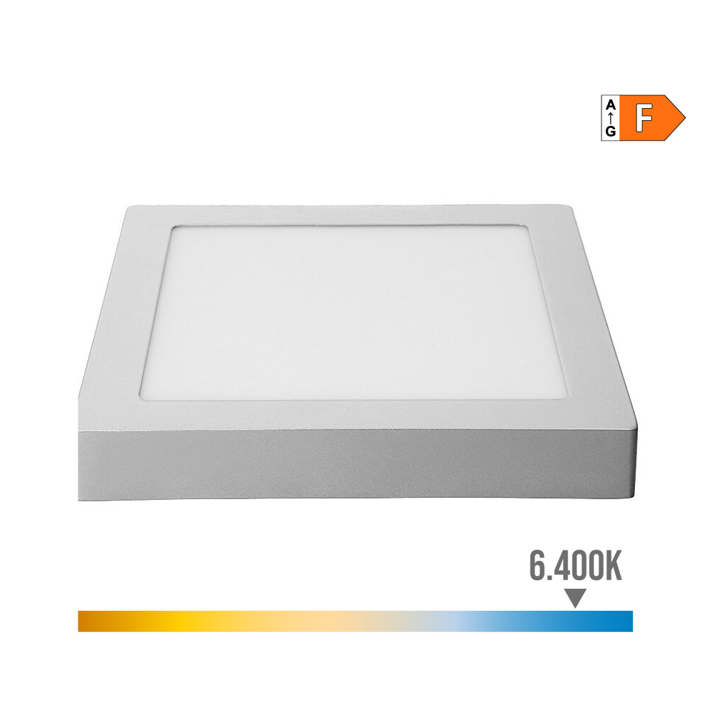 DOWNLIGHT LED SUPERFICIE CUADRADO 20W 1500lm 6400K LUZ FRIA CROMADO 22,5x22,5x4cm EDM