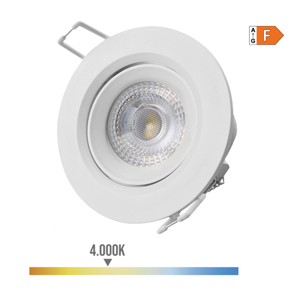 DOWNLIGHT LED EMPOTRABLE REDONDO 5W 4000K LUZ DIA COLOR BLANCO Ø9cm EDM