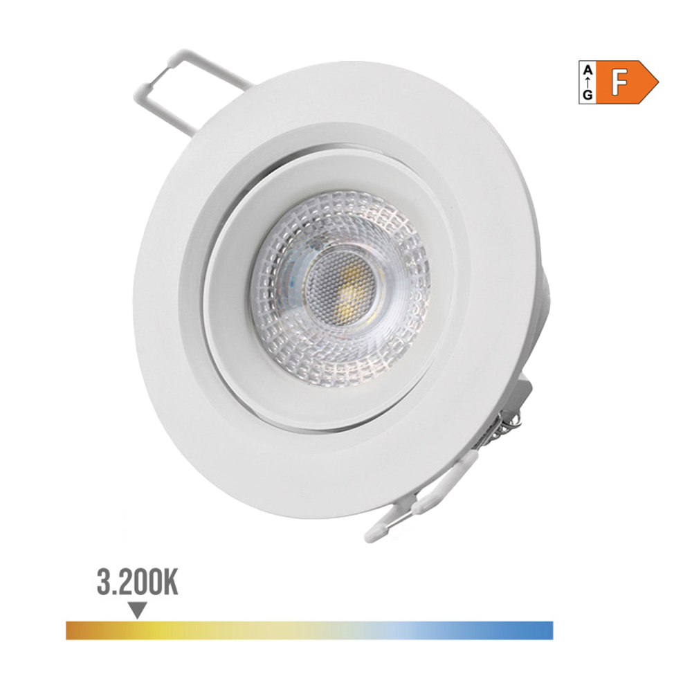 DOWNLIGHT LED EMPOTRABLE REDONDO 5W 3200K LUZ CALIDA COLOR BLANCO Ø9cm EDM