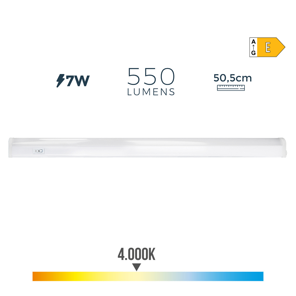 REGLETA ELECTRONICA LED 7W 600lm 4000K LUZ DIA 3,6x50,5x3cm EDM