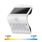 APLIQUE SOLAR 1,5W 220lm RECARGABLE. SENSOR DE PRESENCIA (2-6m) COLOR BLANCO 9,5x7,3x13cm EDM