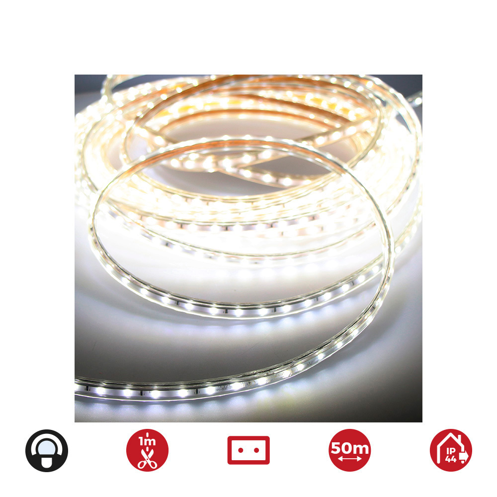 TIRA DE LED 12mm GROSOR 60 LEDS/m 4,2W/m BLANCO FRIO 6.400K IP44 EDM 220-240V (USO INTERIOR-EXTERIOR) 50m EURO/m