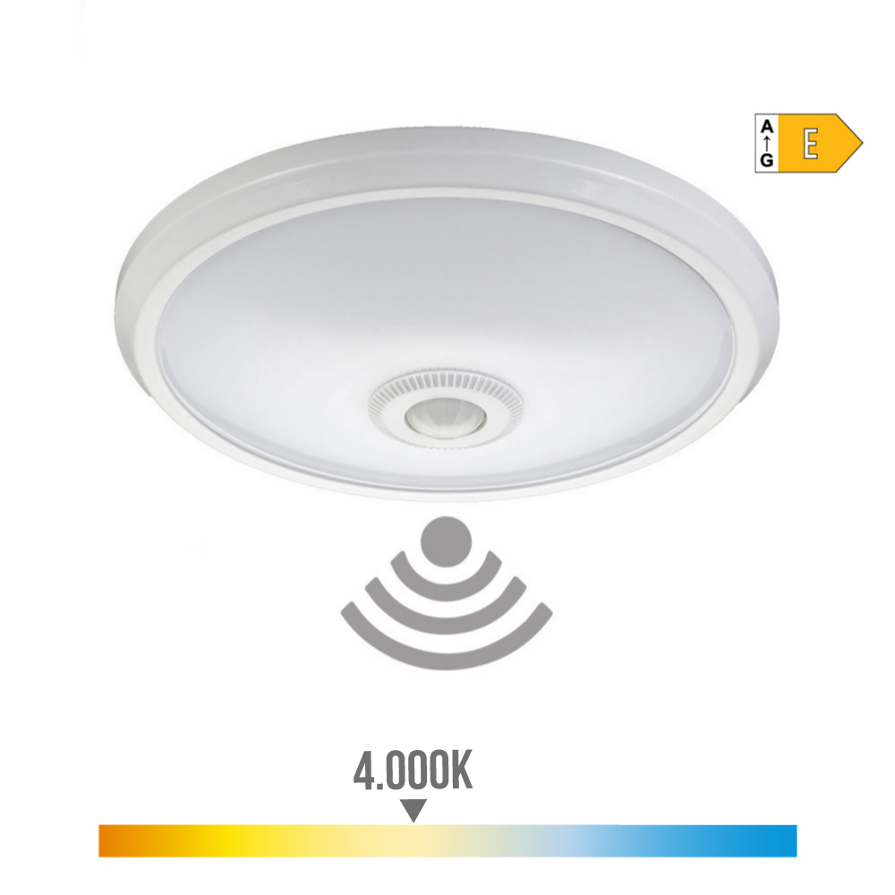 APLIQUE LED DE SUPERFICIE CON SENSOR Y LUZ DE EMERGENCIA IP20 16W 30 LEDS 4000K LUZ DIA EDM