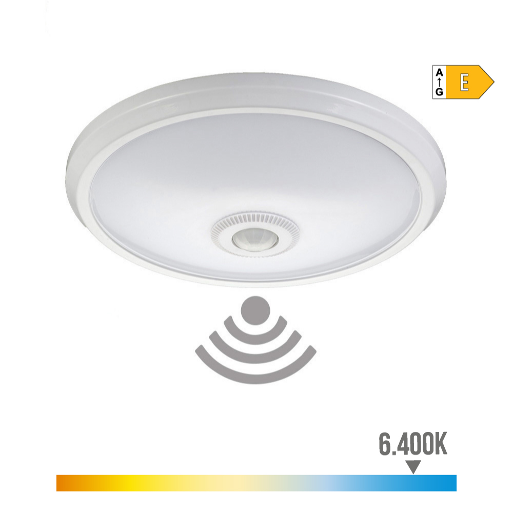 APLIQUE LED DE SUPERFICIE CON SENSOR Y LUZ DE EMERGENCIA IP20 16W 30 LEDS 6400K EDM