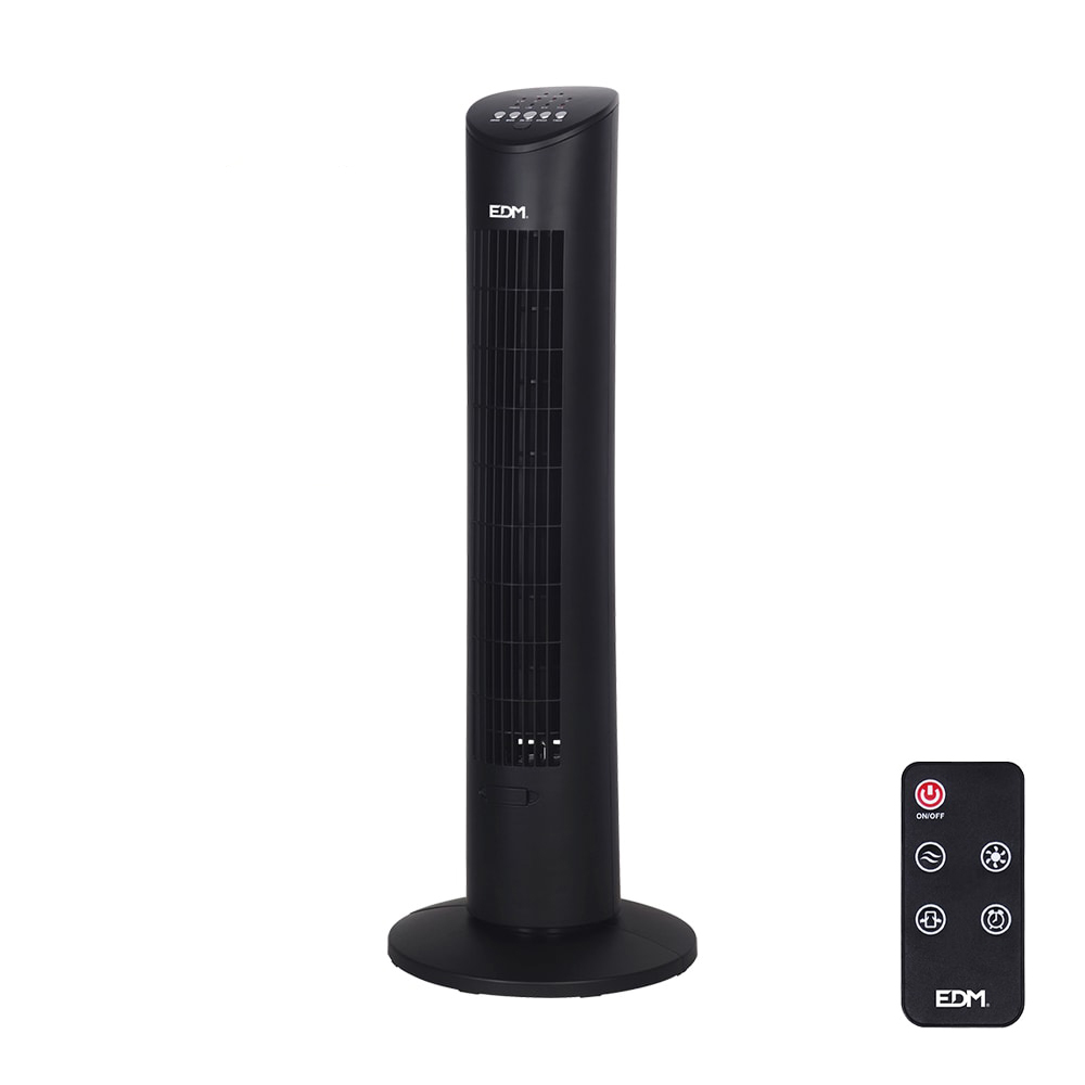 VENTILADOR DE TORRE. POTENCIA: 60W CON MANDO A DISTANCIA. COLOR NEGRO 28x78,3cm EDM - Ítem