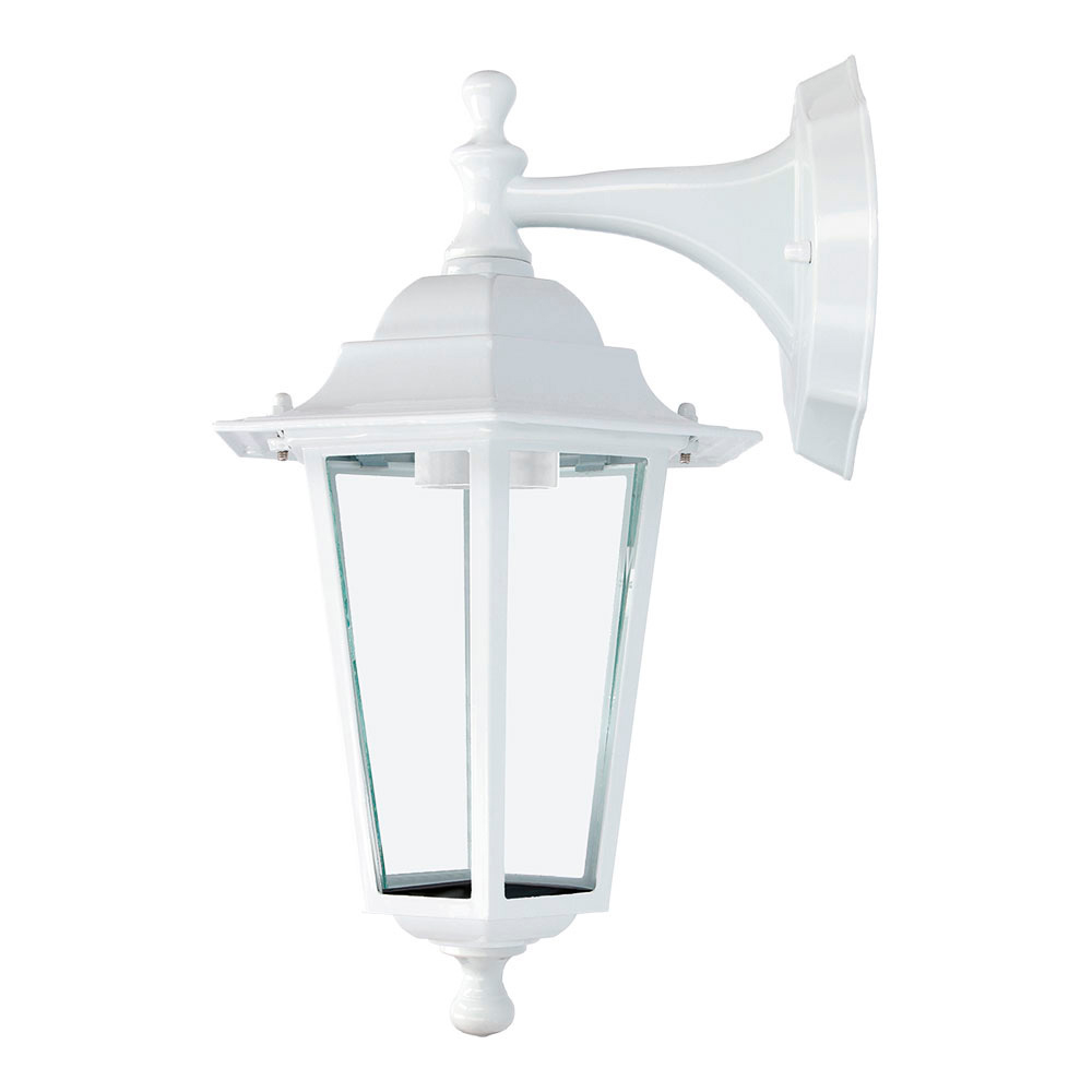 FAROL DE ALUMINIO Y CRISTAL PARA PARED. IP44 E27 60W COLOR BLANCO Ø19,5x21x32cm MODELO ZURICH. EDM