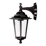 FAROL DE ALUMINIO Y CRISTAL PARA PARED. IP44 E27 60W COLOR NEGRO Ø19,5x21x32cm MODELO ZURICH. EDM