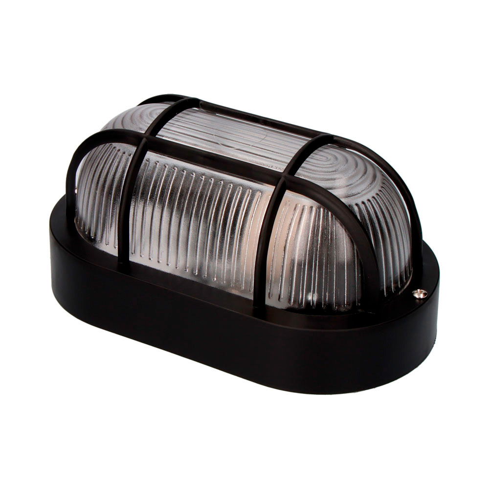 APLIQUE OVAL IP54 COLOR NEGRO 1xE27 40W 11,4x20,2x10cm MODELO TARRAGONA. EDM - Ítem