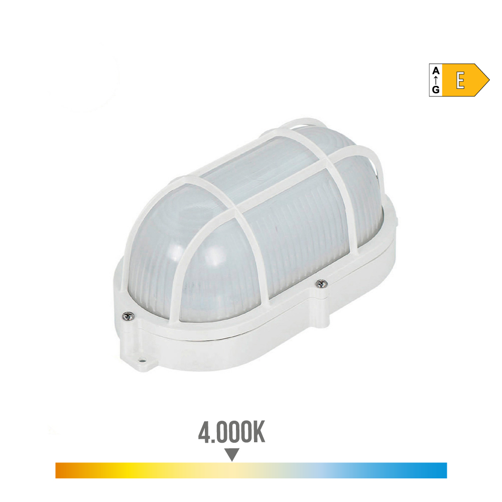 APLIQUE OVAL REJILLA EXTERIOR LED 9W 810lm IP65 4000K 11,8x21,2x9mm EDM - Ítem