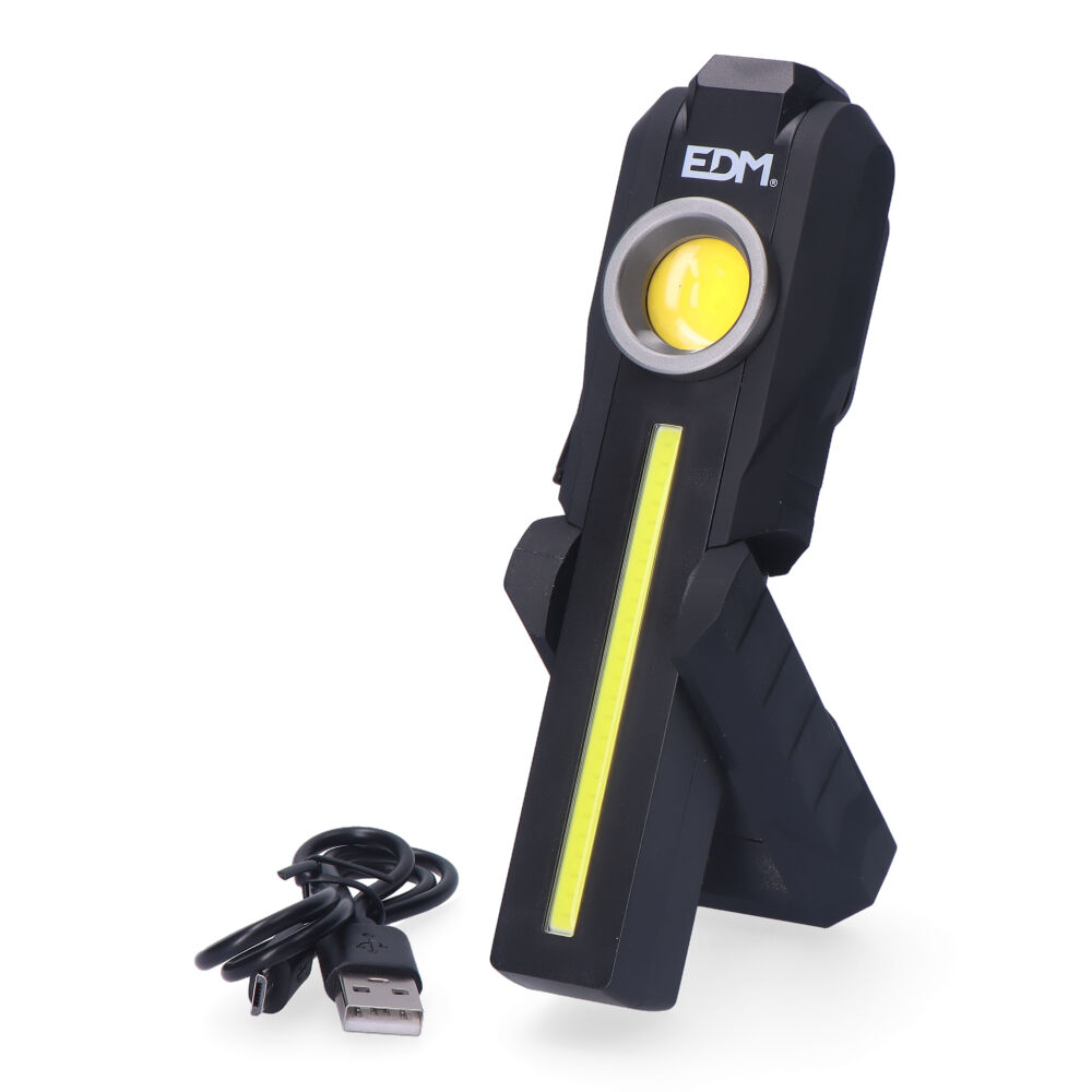 LINTERNA FRONTAL LED COB REDONDA 200lm + COB FRONTAL 200lm + SPOT SUPERIOR 50lm EDM - Ítem