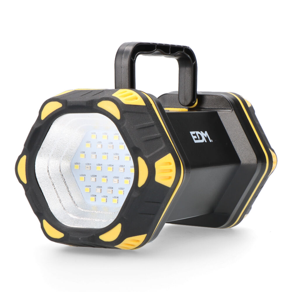 LINTERNA DE MANO CON LED FRONTAL 400lm + LATERAL 200lm EDM