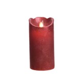 VELA INTERIOR DE LED Ø7,5x15cm COLOR ROJO.ACABADO METÁLICO LUZ BLANCO CÁLIDO