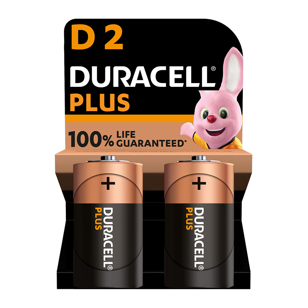 PILA ALKALINA DURACELL PLUS POWER D - LR20 1,5V (BLISTER 2 unid.) Ø34,2x61,5mm