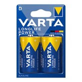 PILA VARTA ALKALINA LONGLIFE POWER D - LR20 (BLISTER 2 unid.) Ø34,2x61,5mm