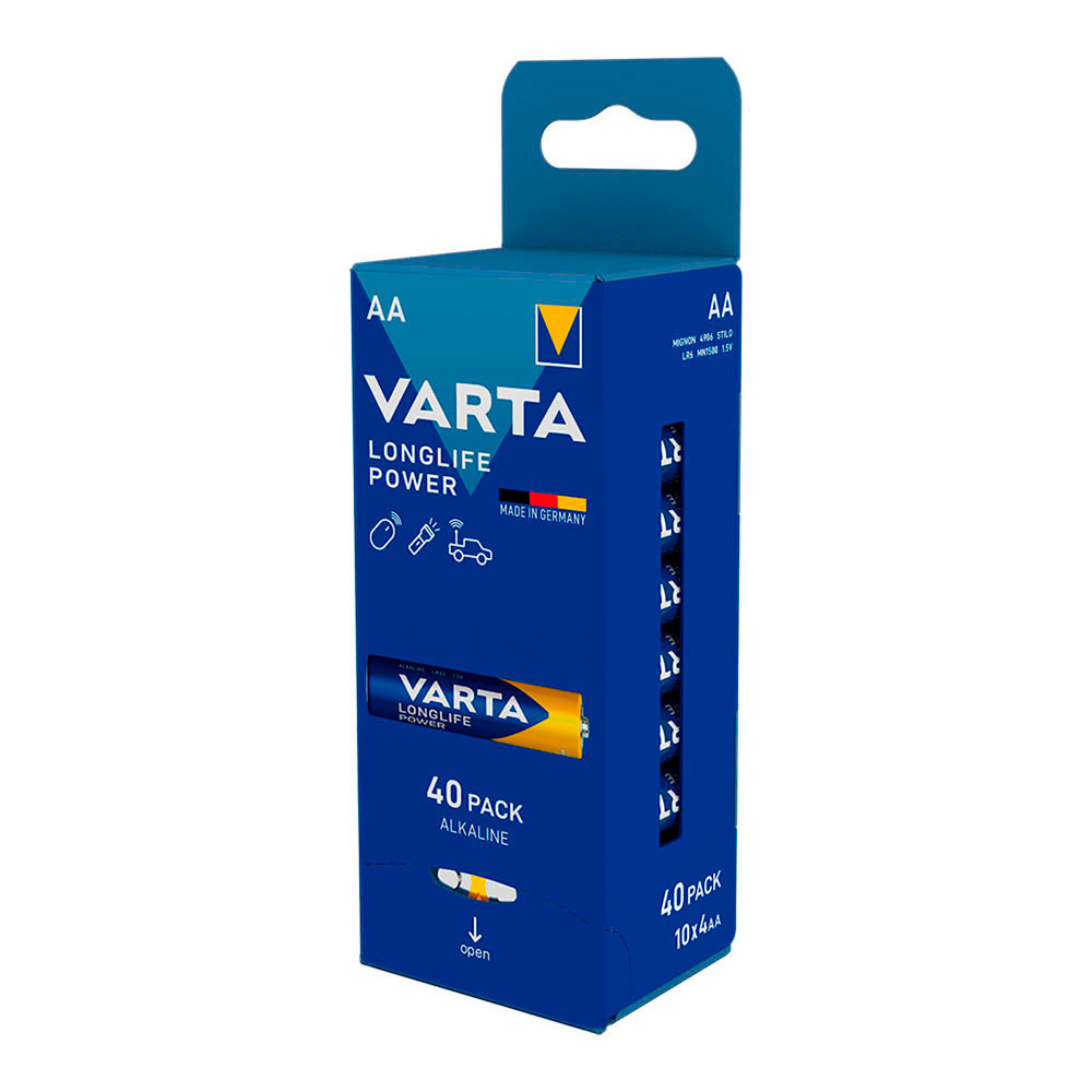 PILA VARTA LONGLIFE POWER AA - LR06 (PACK 40 unid. GRANEL) 6x5x14cm