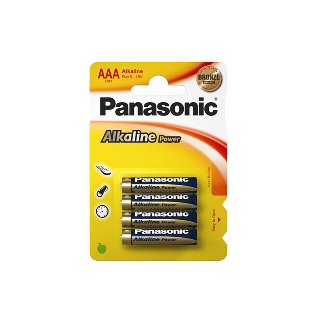 PILA ALKALINA PANASONIC BRONZE AAA - LR03 1,5V (BLISTER 4 unid.) Ø10,5x44,5mm