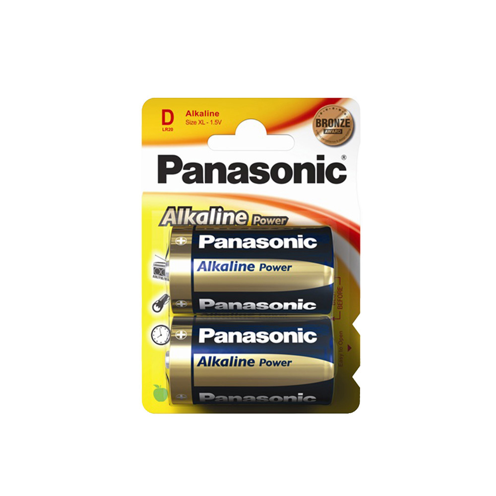 PILA ALKALINA PANASONIC BRONZE D - LR20 1,5V (BLISTER 2 unid.) Ø34,2x61,5mm