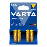 PILA ALKALINA VARTA AAA - LR03 LONGLIFE (BLISTER 4 unid.) Ø10,5x44,5mm