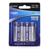 PILA EDM ALKALINA LONG LIFE AA - LR06 1,5V (BLISTER 4 unid.) Ø14,5x50,5mm