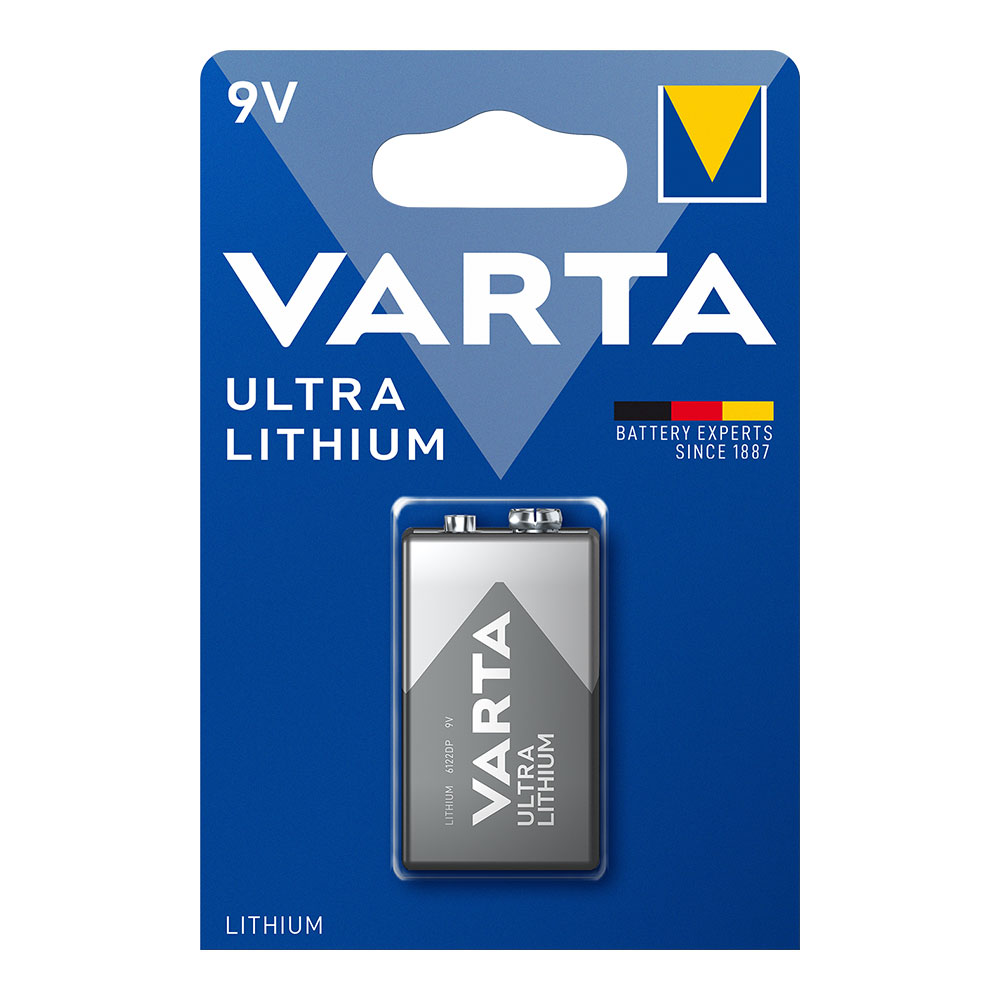 PILA VARTA ULTRA LITHIUM 9V - 6LR61 (BLISTER 1 unid.) 26,5x17,5x48,5mm