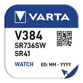 MICRO PILA DE BOTON VARTA SILVER SR41 - V384 1,55V (BLISTER 1 unid.) Ø7,9x3,6mm