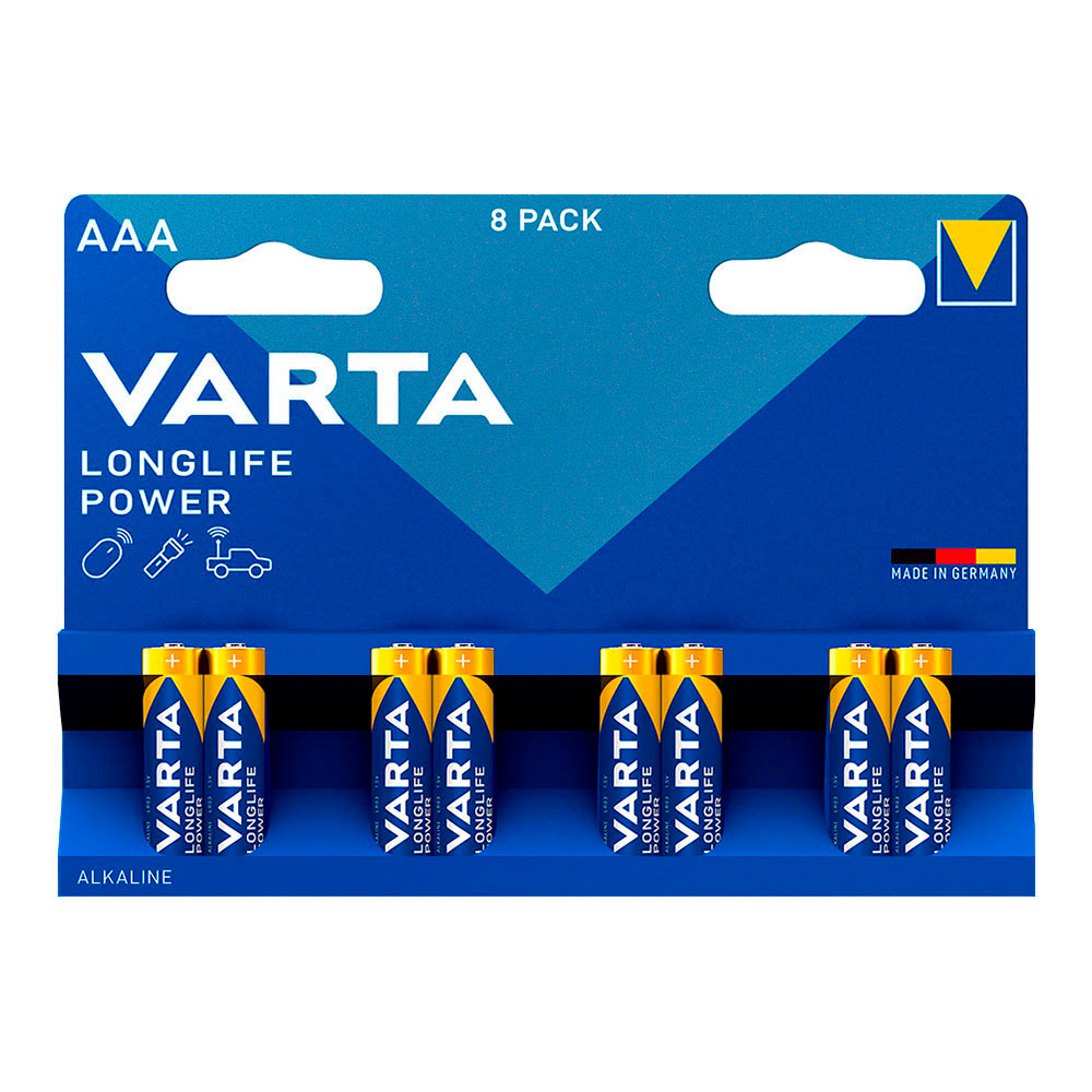 PILA VARTA LONGLIFE POWER AAA - LR03 (BLISTER 8 unid.) Ø10,5x44,5mm