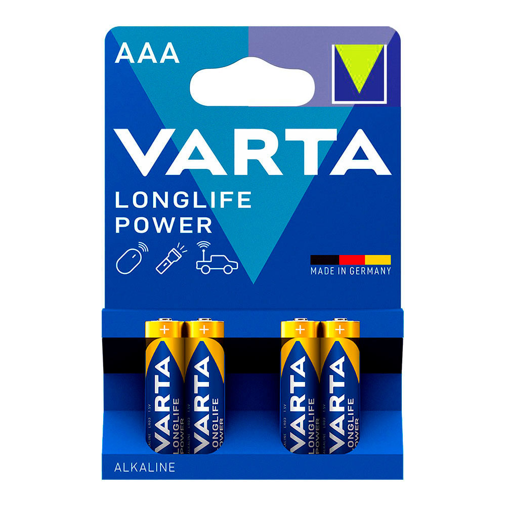 PILA VARTA ALKALINA LONGLIFE AAA - LR03 2 TIRAS (10 BLISTERS 4 unid.) Ø10,5x44,5mm PRECIO POR BLISTER