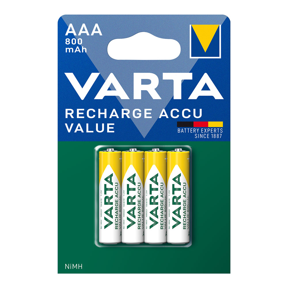 PILA VARTA RECARGABLE ACCU AAA - LR03 800mA (BLISTER 4 unid.) Ø10,5x44,5mm