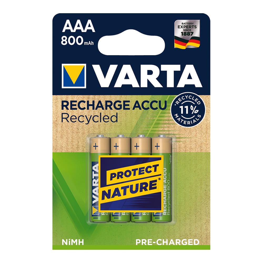 PILA VARTA RECARGABLE ACCU AAA - LR03 800mA (BLISTER 4 unid.) Ø10,5x44,5mm - Ítem